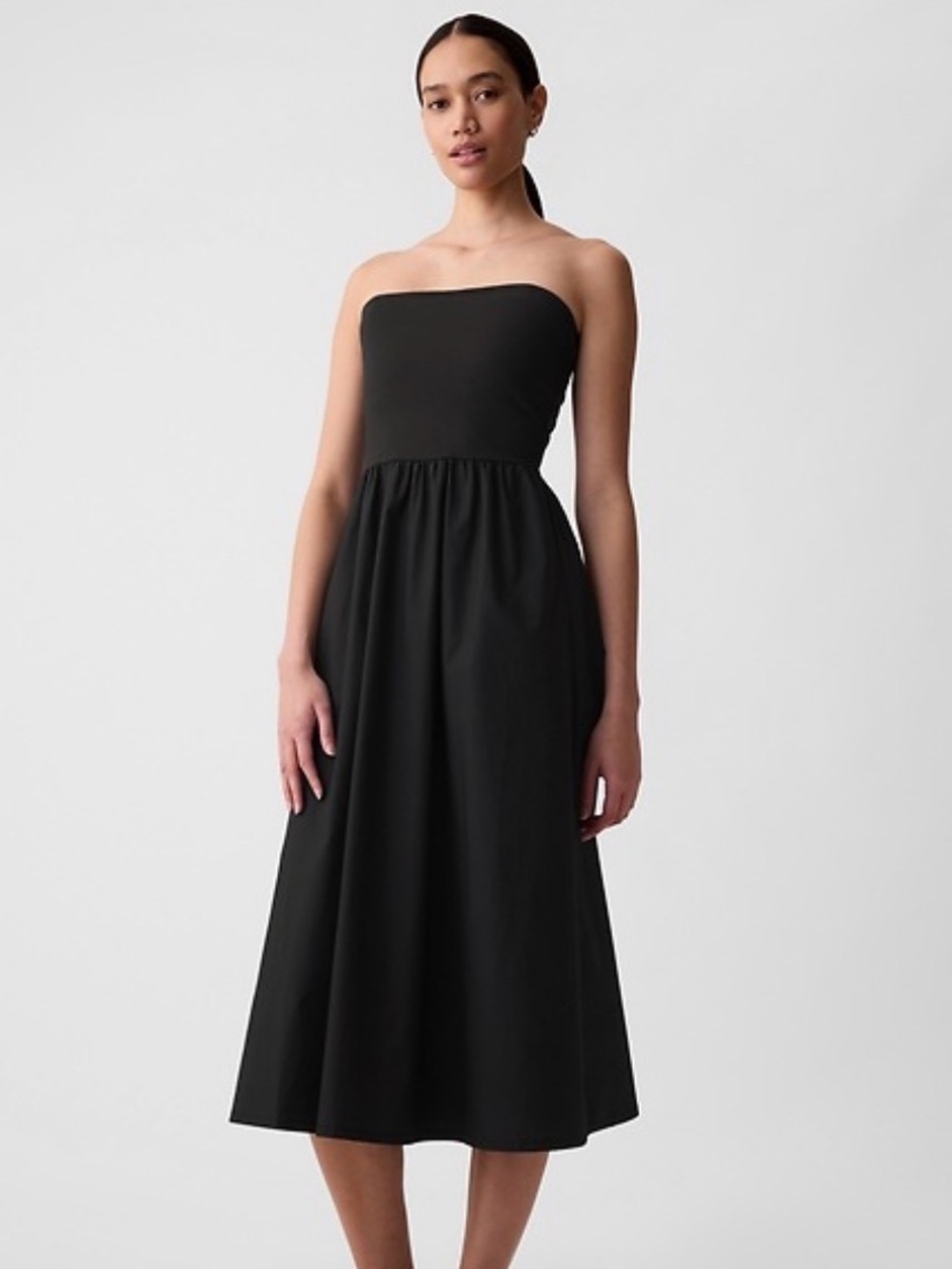 GAP Black Strapless Spaghetti Strap Midi Dress L petite